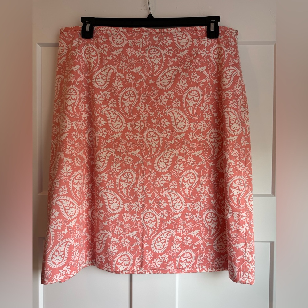 Brooks Brothers Coral Paisley A-Line Skirt
